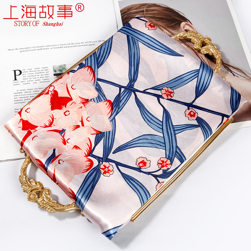 上海故事中国风红女三角2022大方巾 轻罗服饰配件围巾/丝巾/披肩