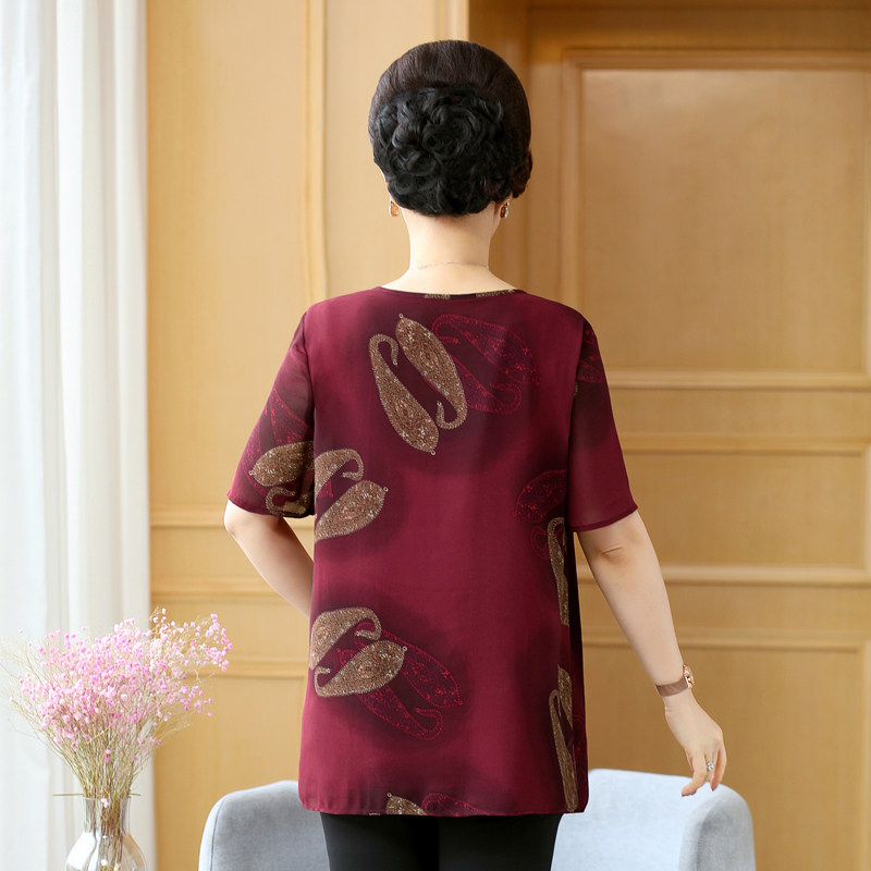 夏季中老年加大码短袖胖妈妈斤t恤 艾莉姿格中老年女装