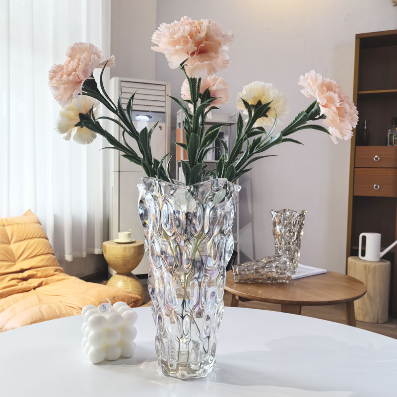 花瓶摆件客厅插花玻璃透明水晶网红轻奢高级感水养玫瑰鲜花餐桌大 - 图1