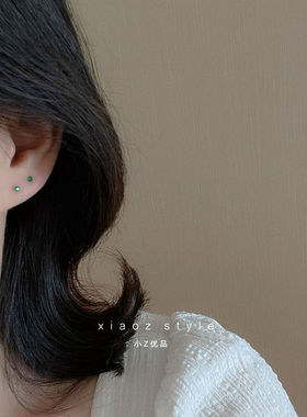 水钻彩色小锆石耳钉925银针