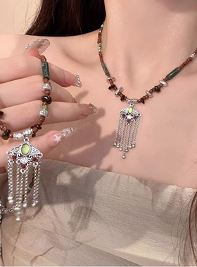 异域民族风如意锁流苏项链女
