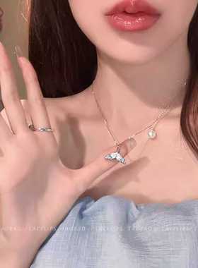 蓝晶石高级感鱼尾珍珠项链鲛人恋