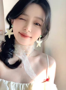 银针编织海星耳钉小众个性时尚百搭耳环女简约高级感气质耳饰