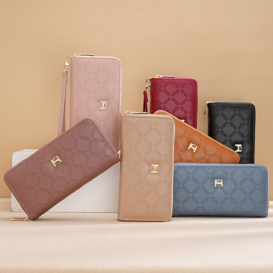 Double zipper long Korean style mobile phone bag for women