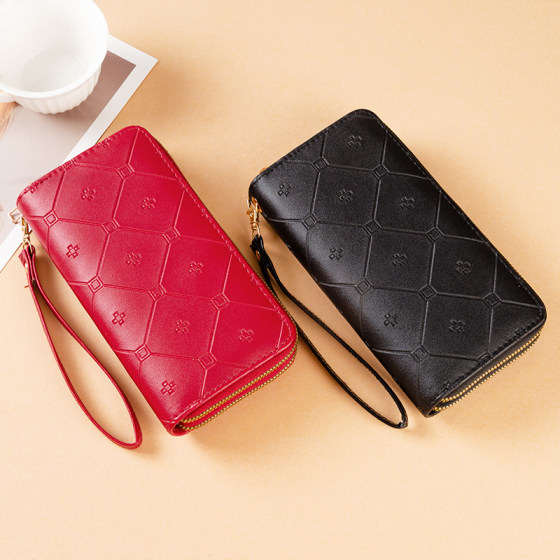 Women's Wallet Long Double Zipper Mobile Phone Bag Student Wallet Large Capacity Clutch Bag Soft Coin Purse