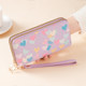 Women's Long Printed Heart Double Zipper Wallet