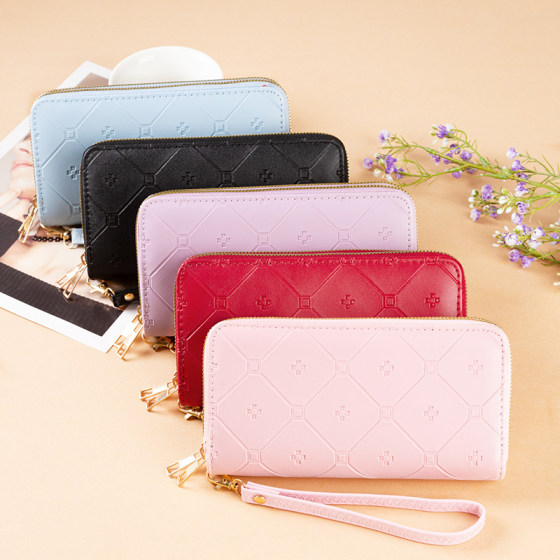 Women's Wallet Long Double Zipper Mobile Phone Bag Student Wallet Large Capacity Clutch Bag Soft Coin Purse