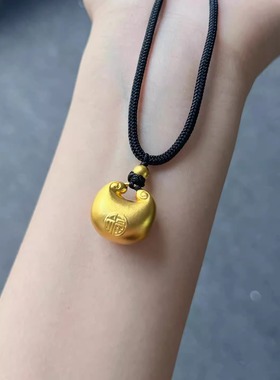 黄金包银小胖福项链吊坠