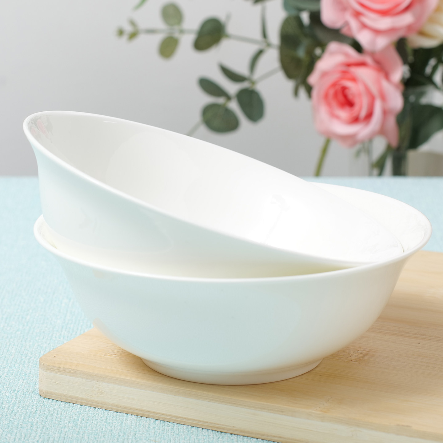 纯白5.5英寸斗碗面碗骨瓷餐具汤面碗家用大号吃饭碗简约微波炉碗