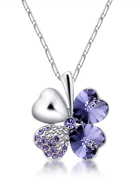 超闪亮的儿童幸运四叶草水晶项链