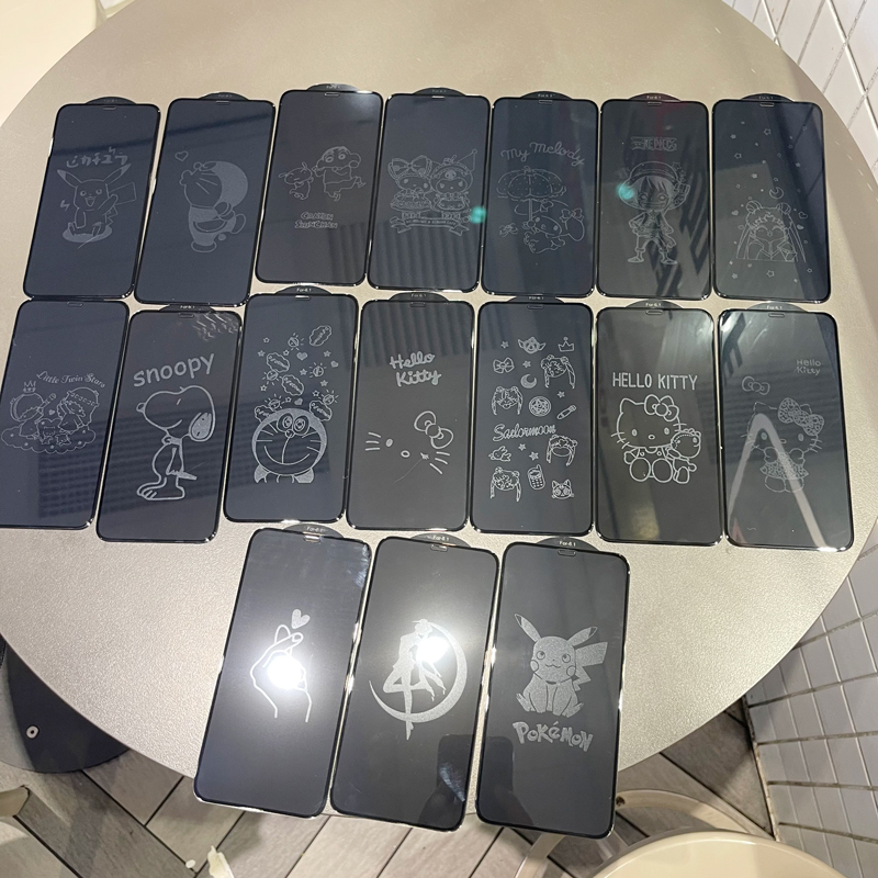 苹果14 15卡通息影钢化膜适用于iPhone11手机膜13pro Max全屏图案防爆膜X/XR/XS MAX屏幕贴膜潮影防摔膜plus - 图2