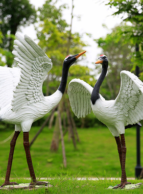 玻璃钢仿真户外花园假山鱼池仙鹤