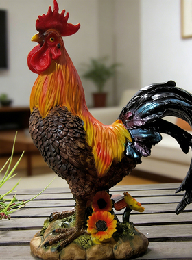 创意仿真公鸡雕塑风水生肖摆件