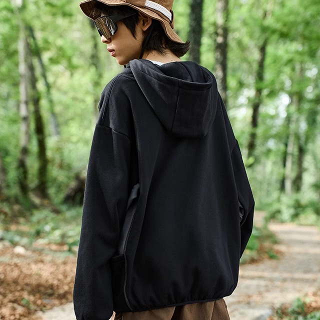 日单抓绒套头连帽衫男女秋大童卫衣潮牌印花上衣儿童服装外贸原单 - 图2