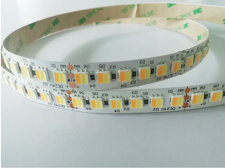 LED二合一5050双色温灯带12V软灯带60灯24V 120灯滴胶裸板灯带_虎窝淘