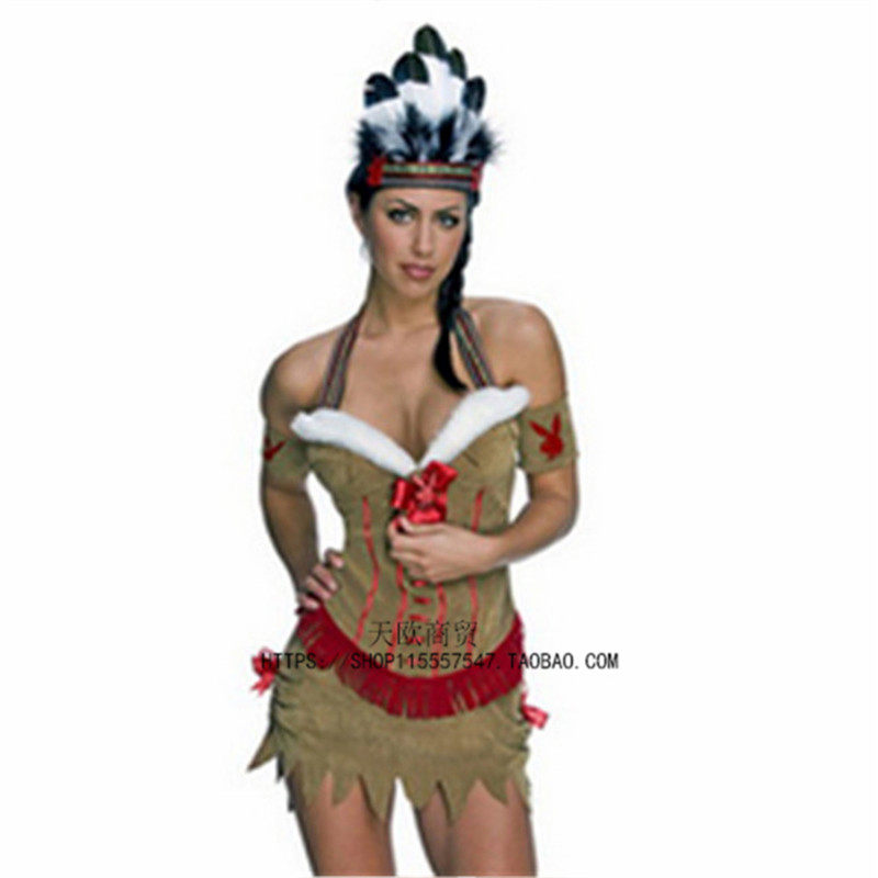 万圣节服装 cos演出衣服成人男女土著原始人印第安豹纹野人服装
