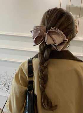 韩系高级感缎面蝴蝶结弹簧夹女后脑勺半扎发夹子头饰发卡发饰