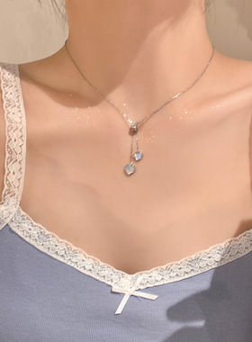贝壳爱心项链少女爆款流苏锁骨链轻奢小众设计感高级配饰钛钢颈链