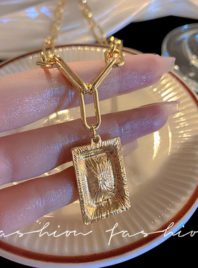 欧美复古潮酷嘻哈双层项链女冷淡风简约气质粗链小众设计个性饰品