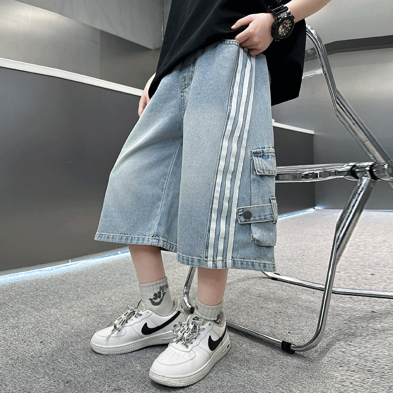 男童牛仔短裤夏装2025新款夏款中裤儿童夏季薄款男孩宽松五七分裤,淘宝优惠券,粉丝福利购,淘宝优惠卷