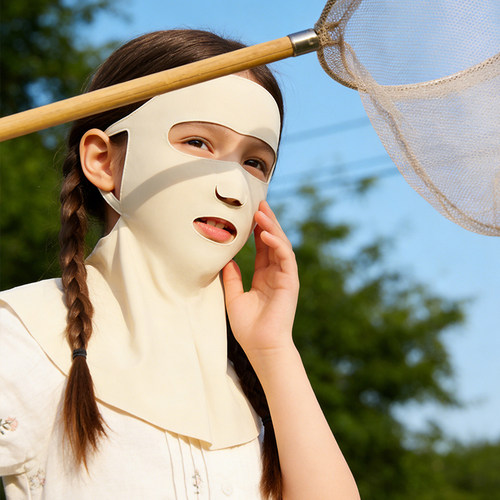 儿童防晒面罩夏季薄款透气挂耳口罩护颈一体遮全脸防紫外线脸基尼 - 图2