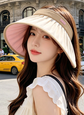 【新品热销】女空顶防晒帽大帽檐