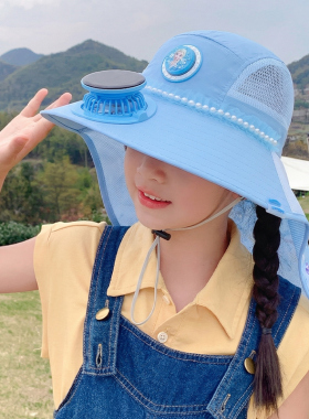 女童防晒帽夏季2026新款大帽檐防紫外线儿童遮阳帽户外女宝太阳帽