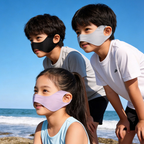 儿童蝴蝶防晒面罩夏季露口鼻防紫外线遮阳口罩户外冰丝凉感护眼角 - 图1