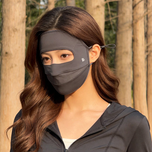 全脸防晒面罩女夏季户外徒步冰丝透气防紫外线挂耳脸基尼遮阳口罩 - 图2