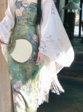 新中式国风蕾丝流苏围巾