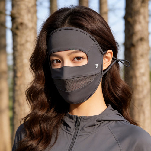 全脸防晒面罩女夏季户外徒步冰丝透气防紫外线挂耳脸基尼遮阳口罩 - 图3