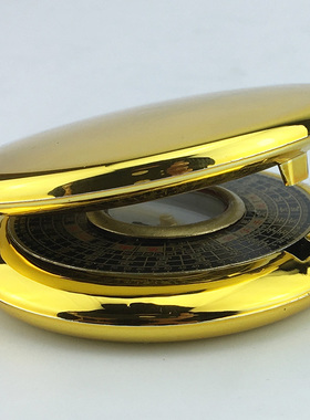 正品2寸小圆罗盘风水纯铜罗盘 罗经仪八卦镜带盖全自动袖珍小罗盘