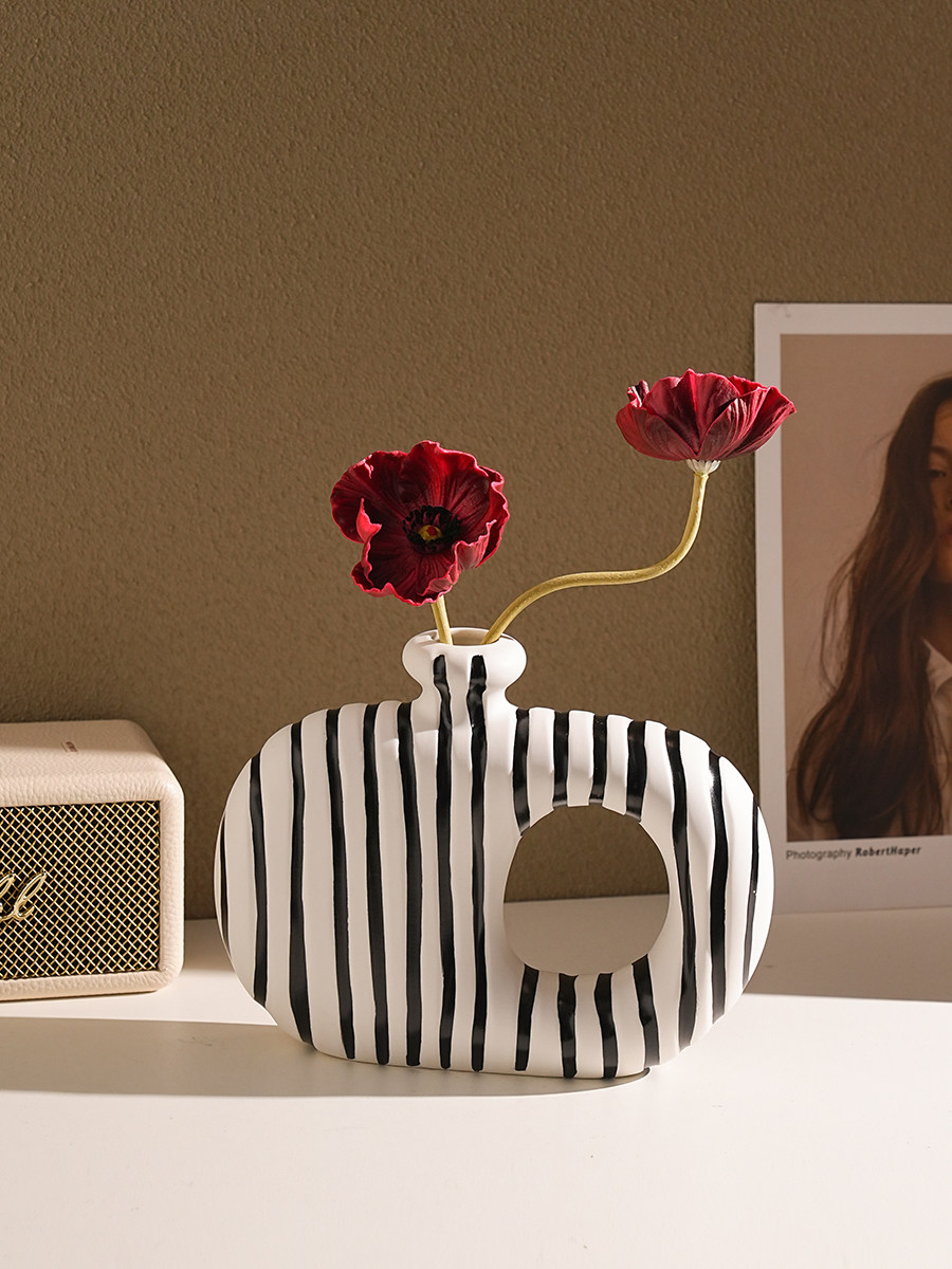 中古简约陶瓷花瓶摆件客厅插花轻奢高级感民宿桌面电视柜装饰花器,淘宝优惠券,粉丝福利购,淘宝优惠卷