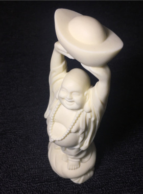 爱心弥勒象牙果雕刻禅意佛神像椰子木菩提籽工艺品客厅摆件
