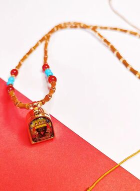 藏式扎基拉姆嘎乌盒唐卡可开合吊坠橄榄竹节手工编织吊坠项链