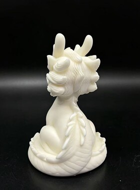 象牙果雕刻龙坐圆盘生肖龙家居办公桌面神龙摆件装饰工艺品