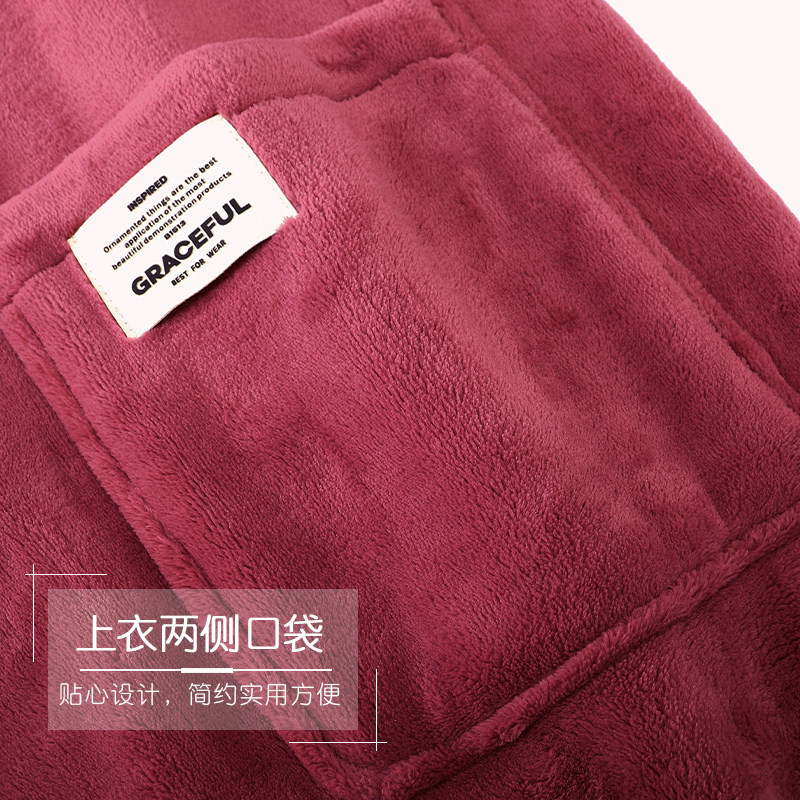猫人睡袍女士睡衣冬季珊瑚绒加厚加绒长款浴袍秋冬法兰绒浴衣,淘宝优惠券,粉丝福利购,淘宝优惠卷