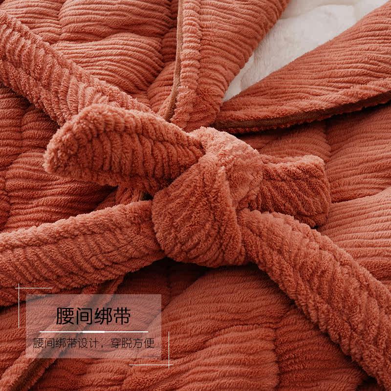 猫人冬款睡袍女珊瑚绒三层夹棉袄加厚加绒长款浴袍睡衣法兰绒,淘宝优惠券,粉丝福利购,淘宝优惠卷