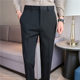2024 black casual trousers for men, elastic elastic waist, embroidered slim trousers, casual trousers, versatile suit trousers