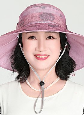中年妈妈春夏防晒透气薄款遮阳帽