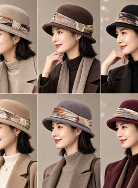妈妈秋冬帽子女款2026新款渔夫帽