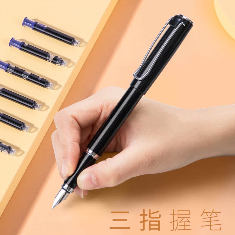 deli得力添耀专卖店Deli/得力钢笔学生专用三年级小学生钢笔墨囊可替换儿童练字钢笔可换墨囊笔囊钢笔通用1