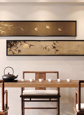 定风波书法字画茶室装饰画新中式竹报平安客厅书房挂画好寓意壁画