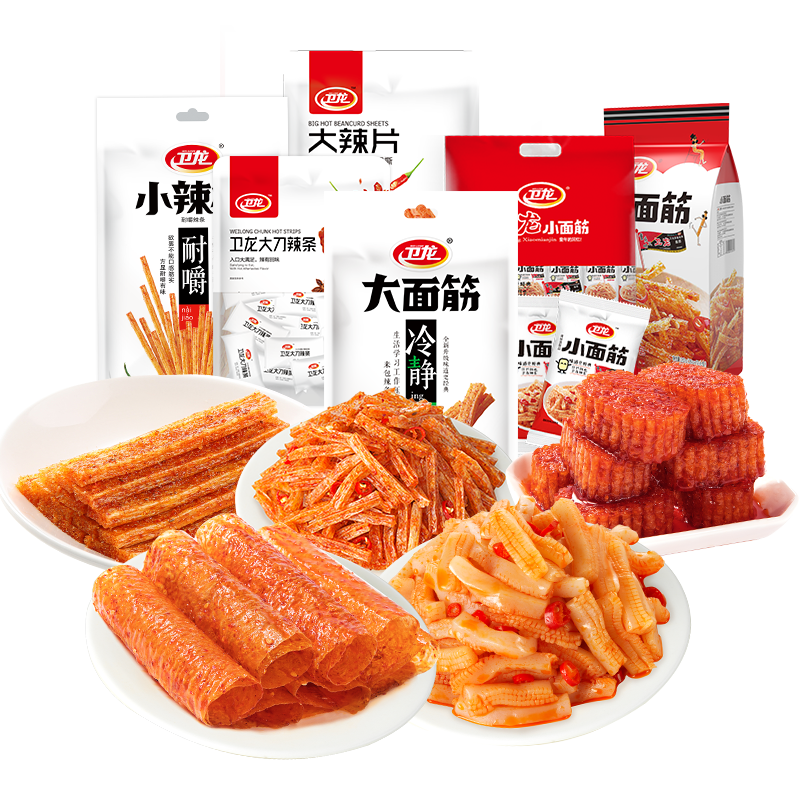 大刀肉亲嘴烧小面筋辣棒魔芋组合 卫龙食品豆腐干