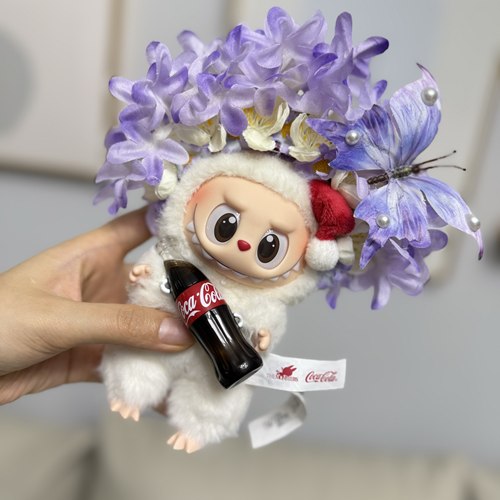 原创拉布布Labubu公仔手工簪花头饰17厘米拉布布娃衣头饰一二三代 - 图0