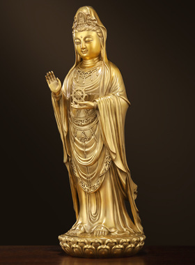 家用供奉铜佛像摆件铜南海观世音佛像家居办公金属工艺品摆