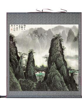 斗方白描新款上市帆布条轻奢挂画绢画宣纸画国y画画无框画漓江水