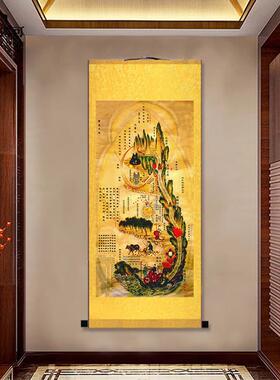 道家黄帝内经图修真f图中医养生方法图示诊所医院装饰画丝绸卷轴