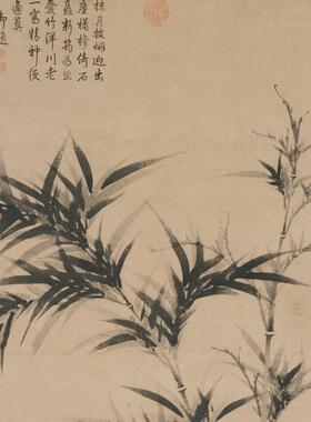 柯九思閟阁墨竹图轴古代书法水墨竹石K国画字画真迹微喷竖幅装饰