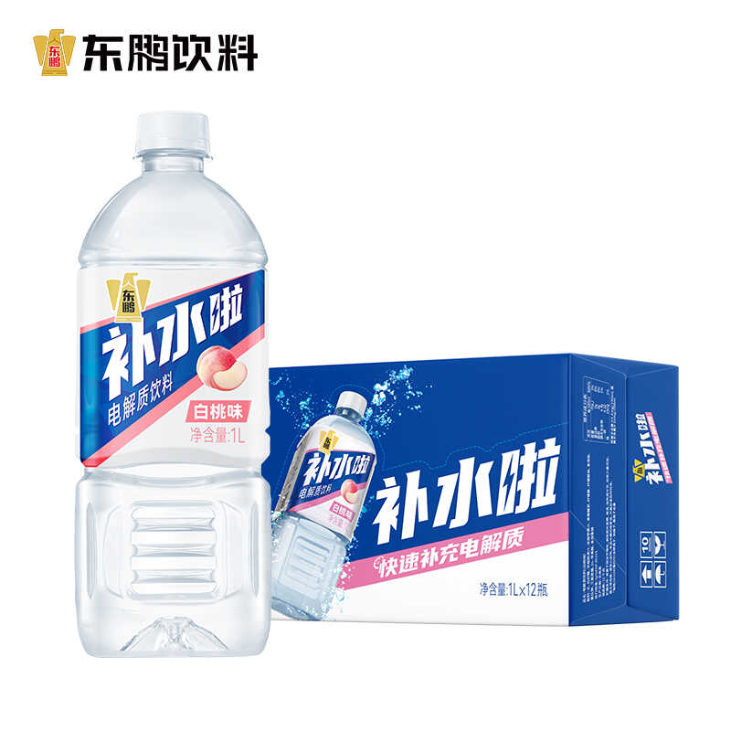 东鹏补水啦1L*12瓶整箱补充电解质西柚柠檬白桃能量饮料补水 - 图0